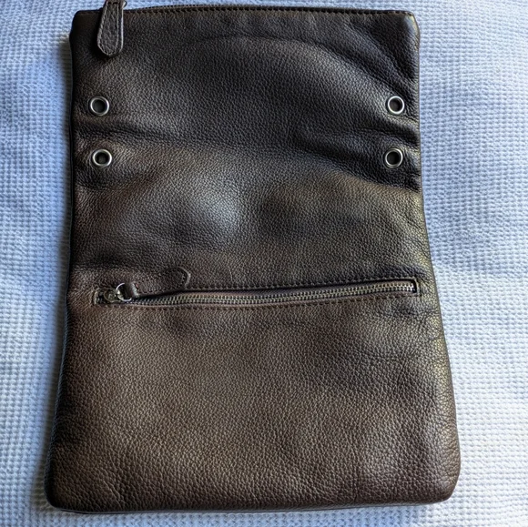 Leather Dark Brown Women's Bag/Clutch. W 9.5 in X L 13.5 - Picture 2 of 5